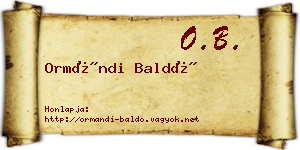 Ormándi Baldó névjegykártya